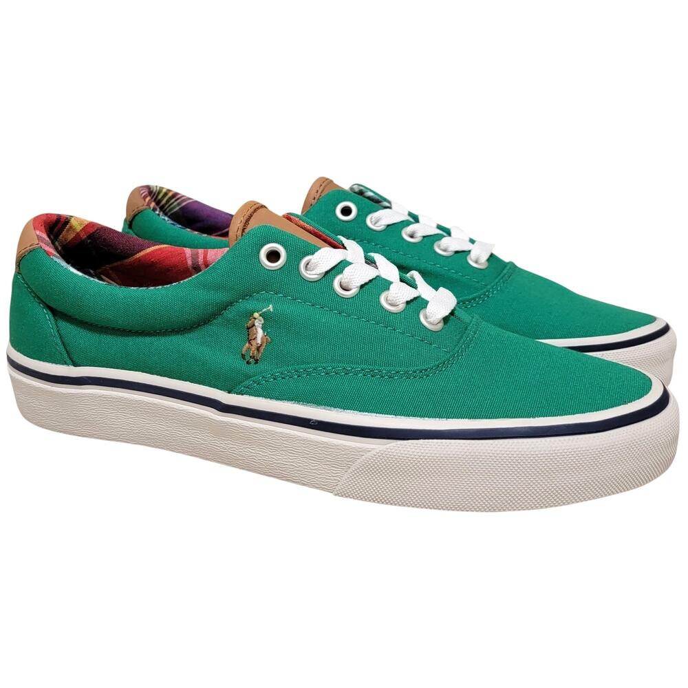 Polo Ralph Lauren Keaton Pony Low Top Sneaker Size US 7D Green Canvas